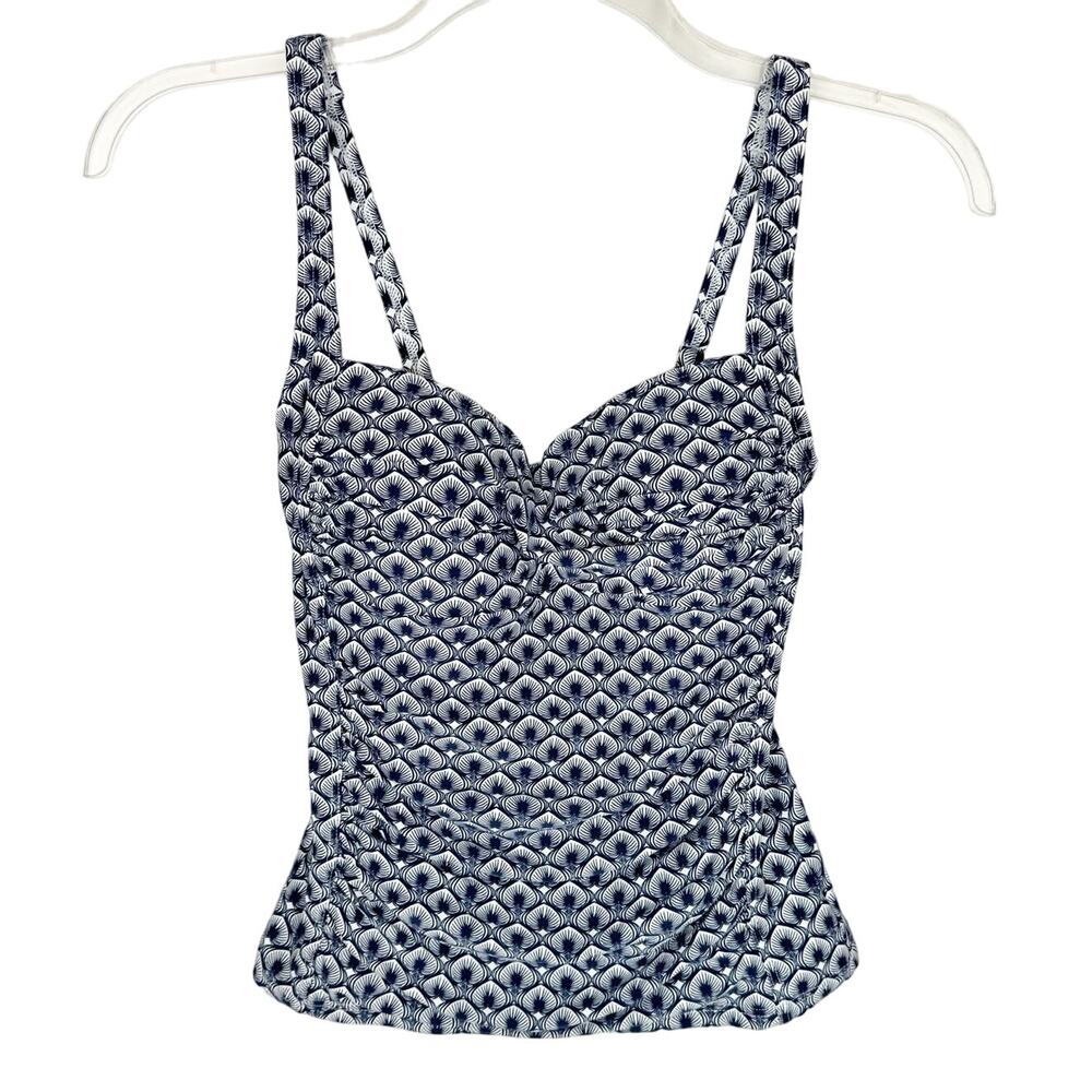 bond-eye Australia Navy Blue Floral Build in Bra Tankini Swim Top Sz 6 D/DD
